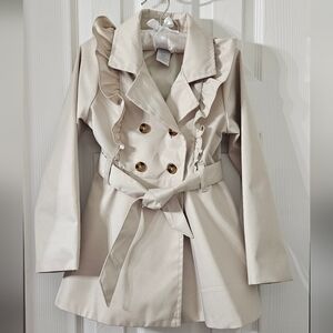 Girls Double-Breasted Ruffle Trench Coat